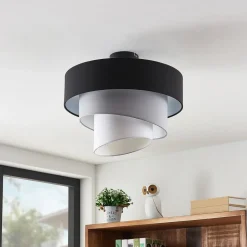 Lindby plafondlamp Coria, zwart/grijs/wit, Ø 40 cm, E27