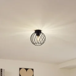 Lindby plafondlamp Danika, Ø 25 cm, zwart, metaal