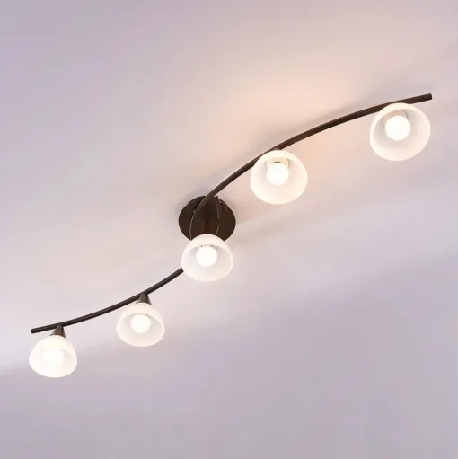 Lindby plafondlamp Della, zwart-goud, 110 cm, 5-lamps, E14