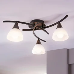 Lindby plafondlamp Della, zwart-goud, Ø 58 cm, 3-lamps, E14