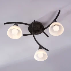 Lindby plafondlamp Della, zwart-goud, Ø 58 cm, 3-lamps, E14