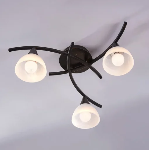 Lindby plafondlamp Della, zwart-goud, Ø 58 cm, 3-lamps, E14