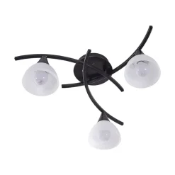 Lindby plafondlamp Della, zwart-goud, Ø 58 cm, 3-lamps, E14