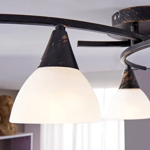 Lindby plafondlamp Della, zwart-goud, Ø 58 cm, 3-lamps, E14