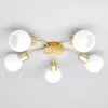 Lindby plafondlamp Elaina, Ø54cm, 5-lamps, messing, glas, E14