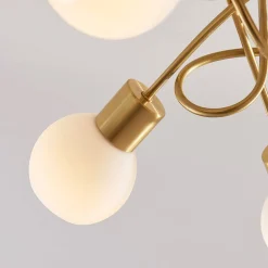 Lindby plafondlamp Elaina, Ø50cm, 5-lamps, messing, glas, E14