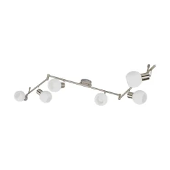 Lindby plafondlamp Elaina, 180 cm, 6-lamps, nikkel, glas, E14