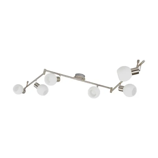Lindby plafondlamp Elaina, 180 cm, 6-lamps, nikkel, glas, E14