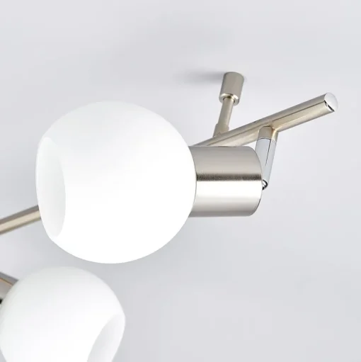 Lindby plafondlamp Elaina, 180 cm, 6-lamps, nikkel, glas, E14