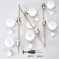 Lindby plafondlamp Elaina, 180 cm, 6-lamps, nikkel, glas, E14