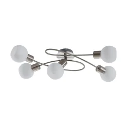 Lindby plafondlamp Elaina, 65 cm, 5-lamps, nikkel, glas, E14