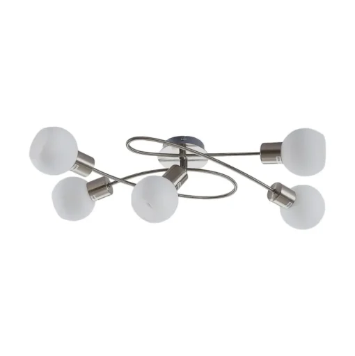 Lindby plafondlamp Elaina, 65 cm, 5-lamps, nikkel, glas, E14