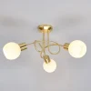 Lindby plafondlamp Elaina, Ø52cm, 3-lamps, messing, glas, E14
