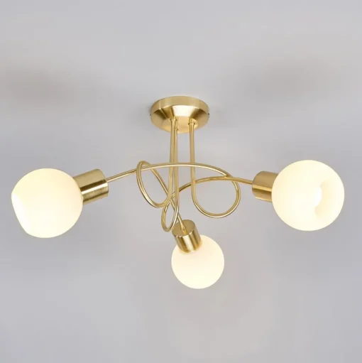 Lindby plafondlamp Elaina, Ø52cm, 3-lamps, messing, glas, E14