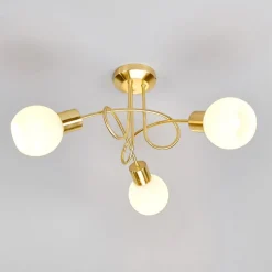 Lindby plafondlamp Elaina, Ø52cm, 3-lamps, messing, glas, E14