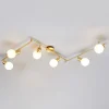 Lindby plafondlamp Elaina, 180cm, 6-lamps, messing, glas, E14
