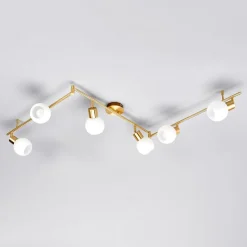 Lindby plafondlamp Elaina, 180cm, 6-lamps, messing, glas, E14