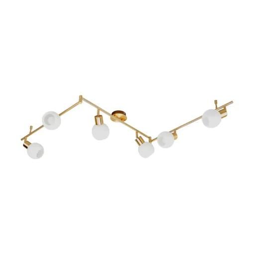 Lindby plafondlamp Elaina, 180cm, 6-lamps, messing, glas, E14