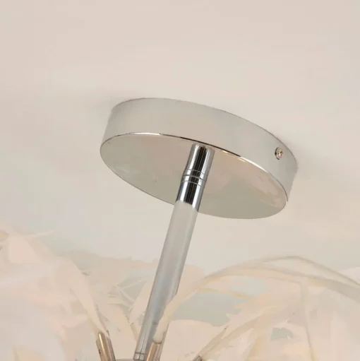 Lindby plafondlamp Esdoorn, Ø 70 cm, chroom, wit, textiel