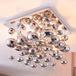 Lindby plafondlamp Esfera, rookgrijs, glas, 4-lamps, 35cm