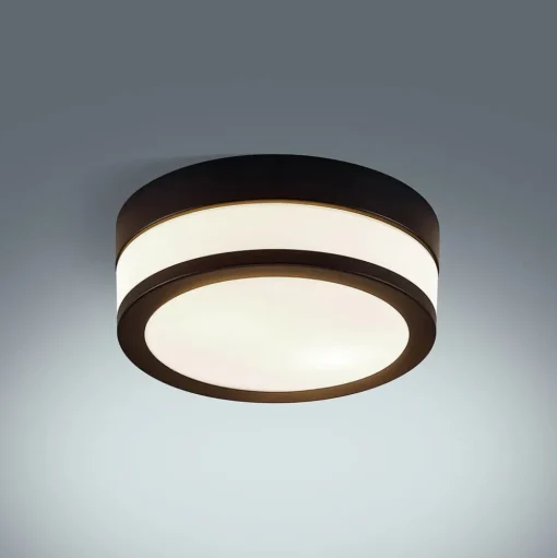 Lindby plafondlamp Flavi, Ø 23 cm, zwart, glas, IP44, E27