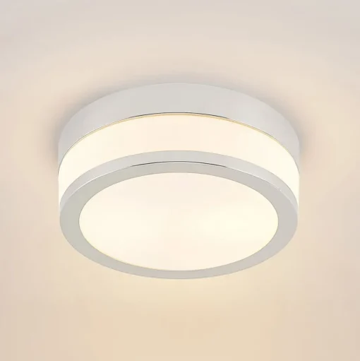 Lindby plafondlamp Flavi, Ø 23 cm, chroom, glas, IP44, E27