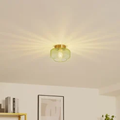 Lindby plafondlamp Hildur, groen, glas, Ø 22 cm