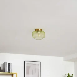 Lindby plafondlamp Hildur, groen, glas, Ø 22 cm