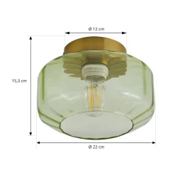Lindby plafondlamp Hildur, groen, glas, Ø 22 cm