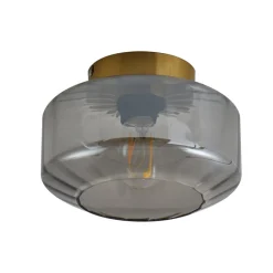 Lindby plafondlamp Hildur, rookgrijs, glas, Ø 22 cm