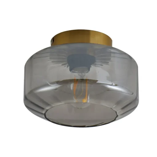 Lindby plafondlamp Hildur, rookgrijs, glas, Ø 22 cm