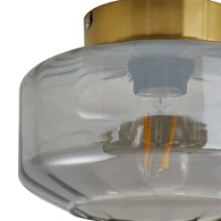 Lindby plafondlamp Hildur, rookgrijs, glas, Ø 22 cm
