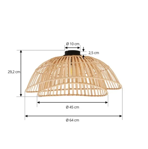 Lindby plafondlamp Ilajus, Ø 62 cm, natuurlijk bamboe