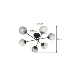 Lindby plafondlamp Isamer, rookgrijs/oranje, Ø 80 cm, globe