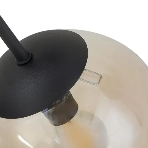Lindby plafondlamp Isamer, rookgrijs/oranje, Ø 80 cm, globe