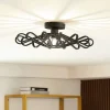 Lindby plafondlamp Kaelen, zwart, ijzer, Ø 45 cm, E27