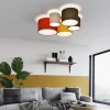 Lindby plafondlamp Laurenz, 5-lamps, 93cm, rood/geel, textiel