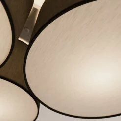 Lindby plafondlamp Laurenz, 3-lamps, grijs, textiel, Ø 63cm