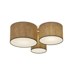 Lindby plafondlamp Laurenz, 3-lamps, grijs, textiel, Ø 63cm