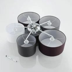 Lindby plafondlamp Laurenz, Ø 99 cm, 6-lamps, grijs/bruin