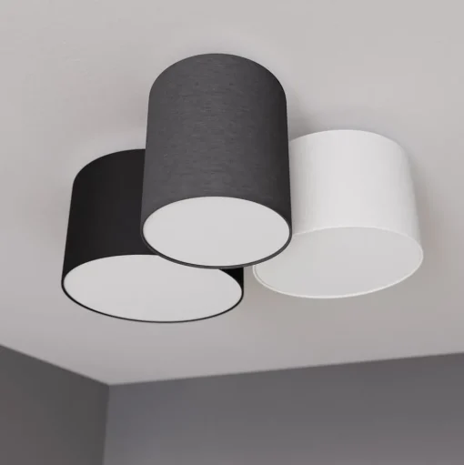 Lindby plafondlamp Laurenz, 3-lamps, grijs/bruin, textiel