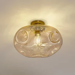 Lindby plafondlamp Lelia, amber, glas, Ø 35 cm