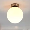 Lindby plafondlamp Lennie, wit, glas, Ø 20 cm, IP44, E27
