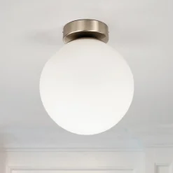 Lindby plafondlamp Lennie, wit, glas, Ø 20 cm, IP44, E27