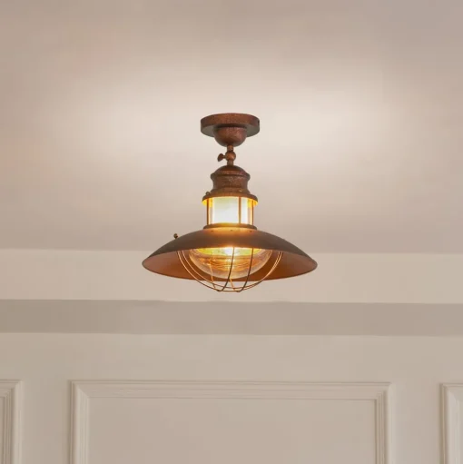 Lindby plafondlamp Louisanne, bruin, metaal, Ø 35cm