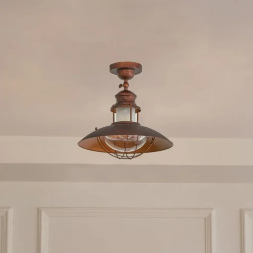 Lindby plafondlamp Louisanne, bruin, metaal, Ø 35cm
