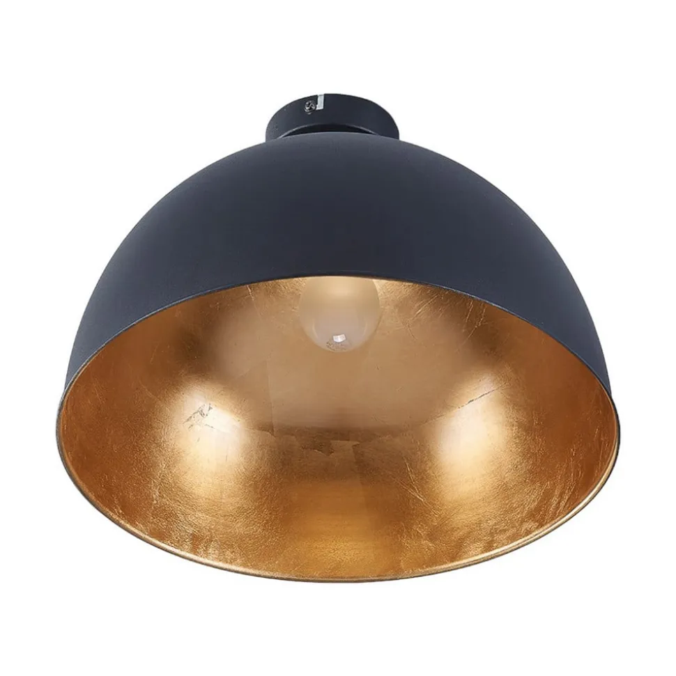 Lindby plafondlamp Lya, Ø 40 cm, zwart-goud, metaal