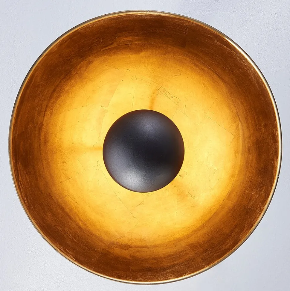 Lindby plafondlamp Lya, Ø 40 cm, zwart-goud, metaal
