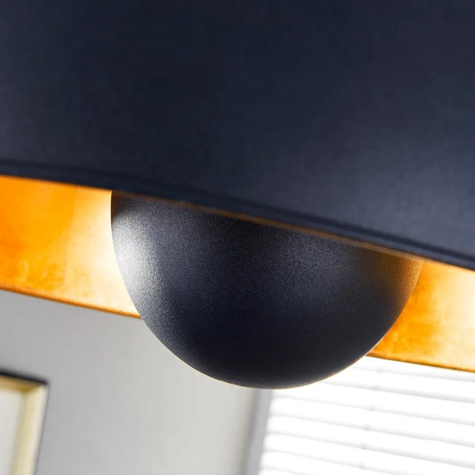 Lindby plafondlamp Lya, Ø 40 cm, zwart-goud, metaal