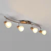 Lindby plafondlamp Marena, 4-lamps, glas, hout, 83 cm lang